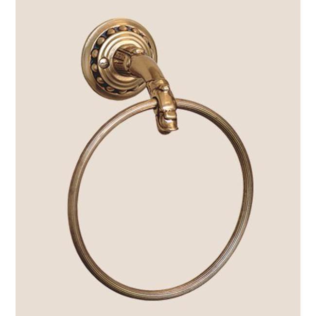 Herbeau ''Pompadour'' 6'' Towel Ring in Antique Lacquered Brass