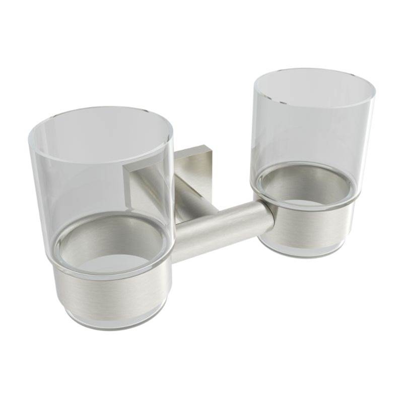 ICO Bath Crater Double Glass Tumbler - Brushed Nickel