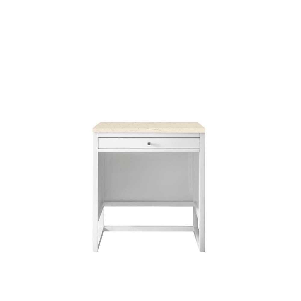 James Martin Vanities Athens 30''  Countertop  Unit (makeup counter), Glossy White w/ 3 CM Eternal Marfil Top