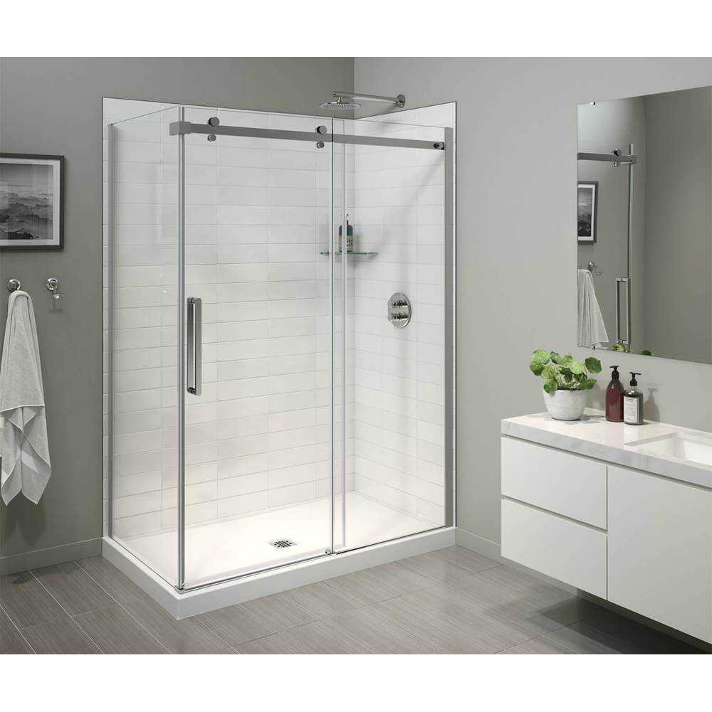 Maax B3X 6036 Acrylic Corner Right Shower Base with Center Drain in White