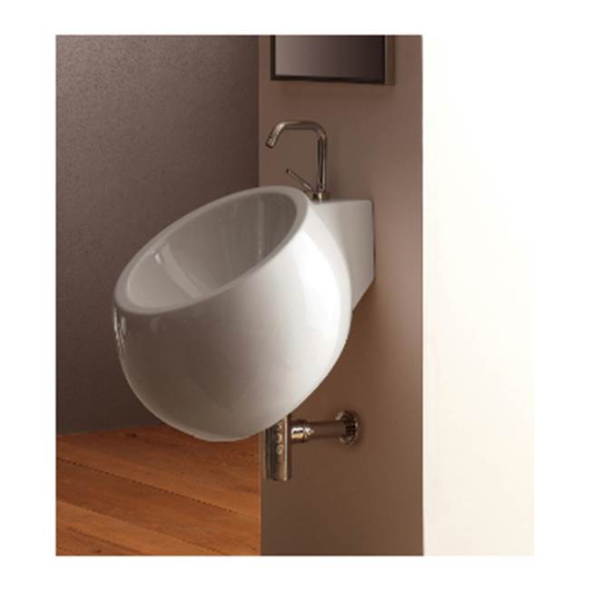 Nameeks Round White Ceramic Wall Mounted Sink