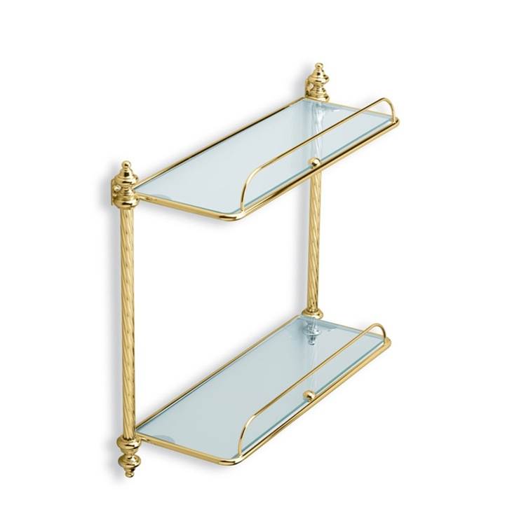 Nameeks Gold Double Glass Bathroom Shelf