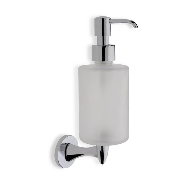 Nameeks Wall Mounted Round Frosted Glass Soap Dispenser with Chrome Mounting