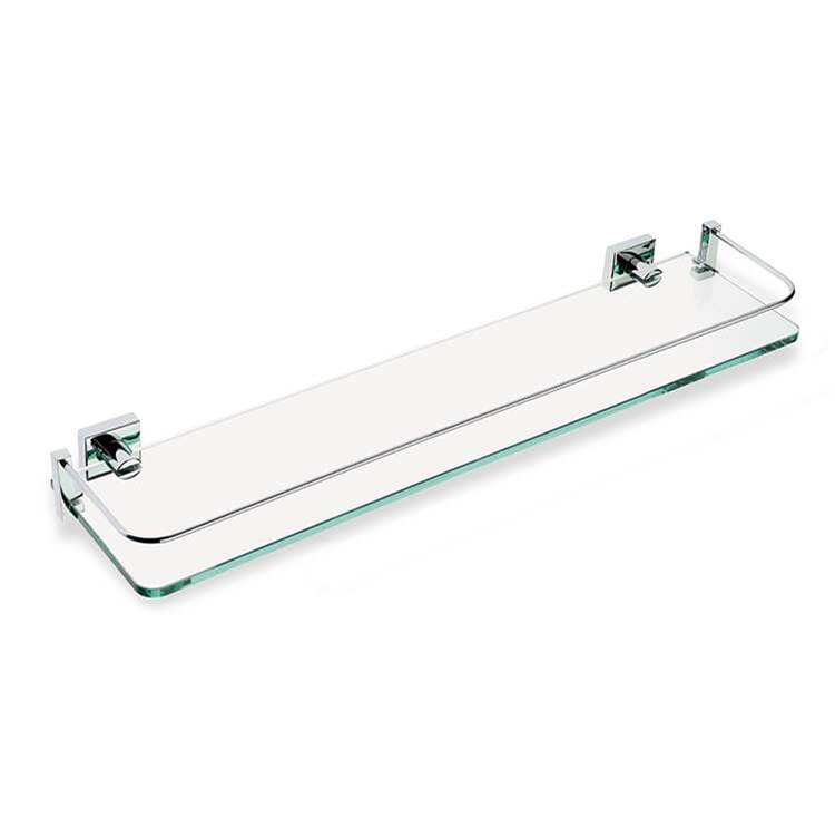 Nameeks Clear Glass Bathroom Shelf with Chrome Brass Holder