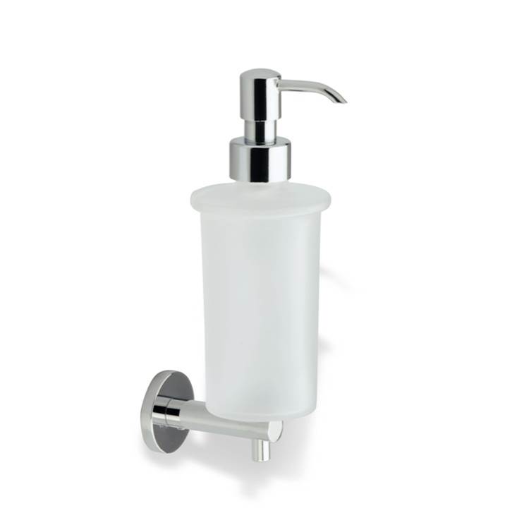 Nameeks Chrome Wall Mounted Frosted Glass Soap Dispenser with Brass Mounting