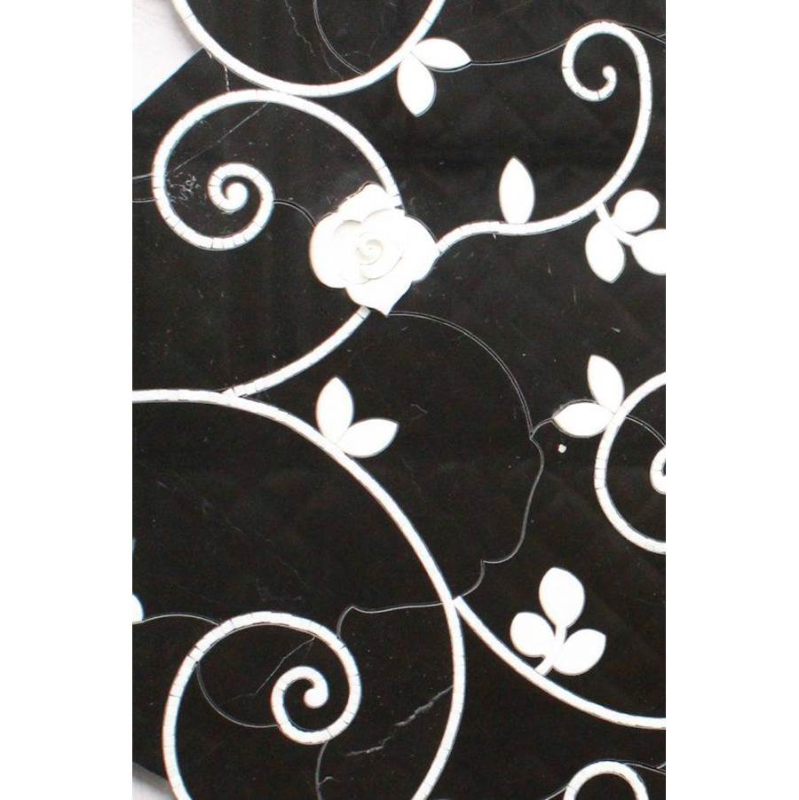 R&D Intricate Wholesalers 3D Camellia Super Black and Thassos Polished
