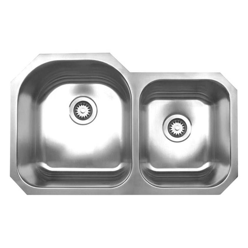 Whitehaus Collection Noah's Collection Brushed Stainless Steel Double Bowl Undermount Sink