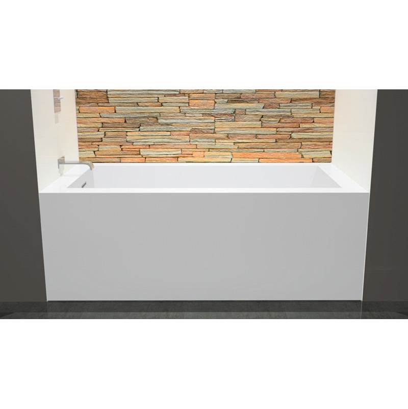 WETSTYLE Cube Bath 60 X 32 X 21 - 2 Walls - L Hand Drain - Built In Mb O/F & Drain - White True High Gloss