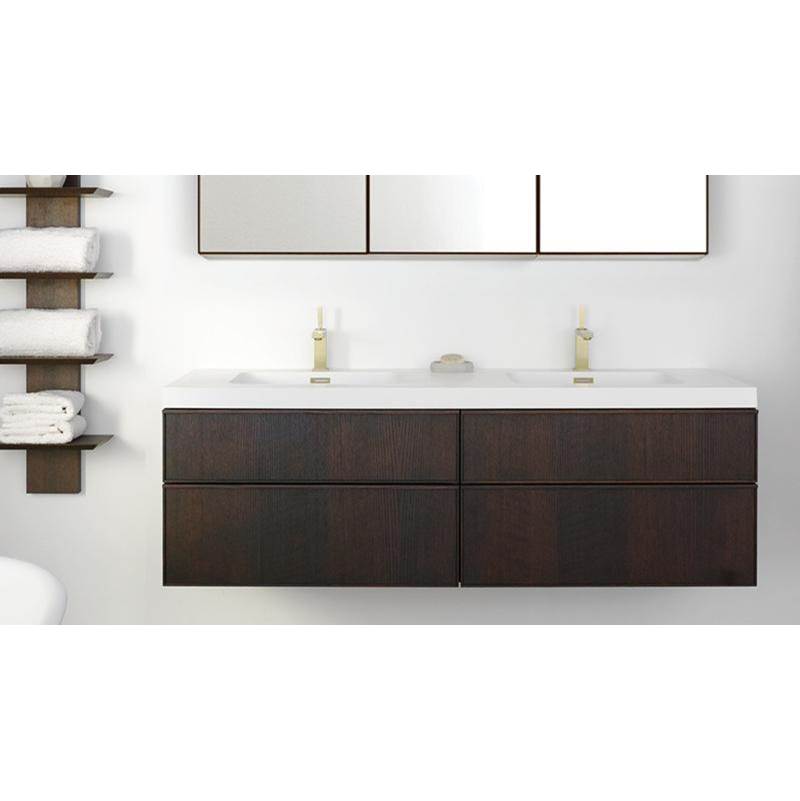 WETSTYLE Furniture Frame Linea - Vanity Wall-Mount 72 X 22 - 4 Drawers, 3/4 Depth Drawers - Walnut Chocolate
